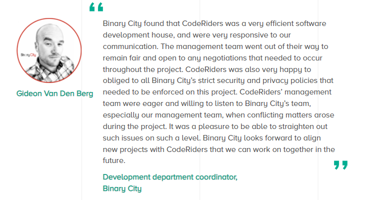 Clients appreciate CodeRiders' web design and development services 