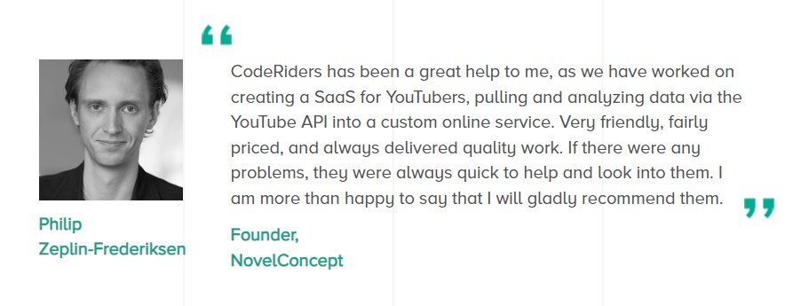 Customer's review on custom software solutions in marketing and analytics by CodeRider
