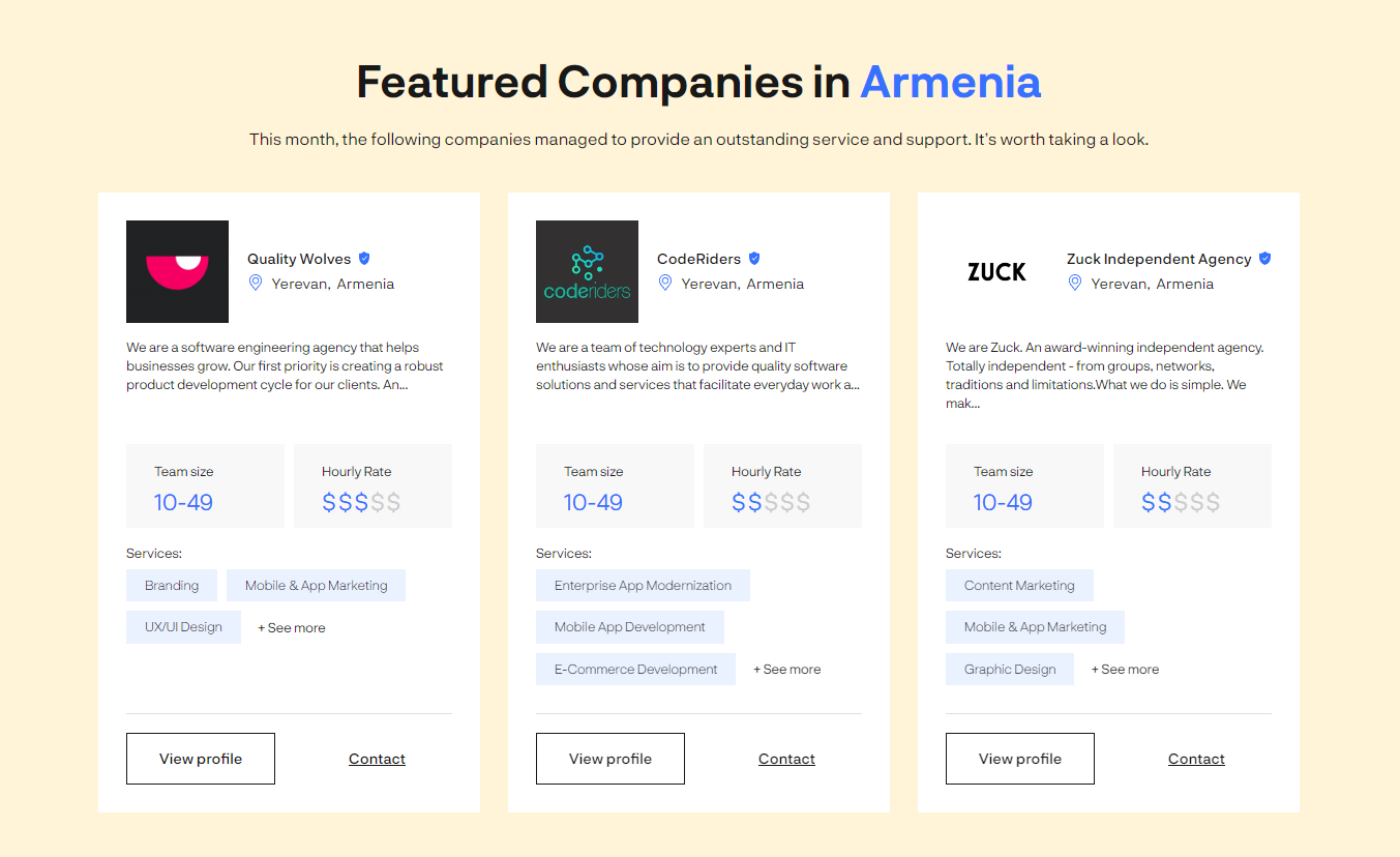 CodeRiders software outsourcing firm is recognized among the top IT companies in Armenia specializing in web design and development, UI/UX design, and mobile app development by Tech Behemoths.