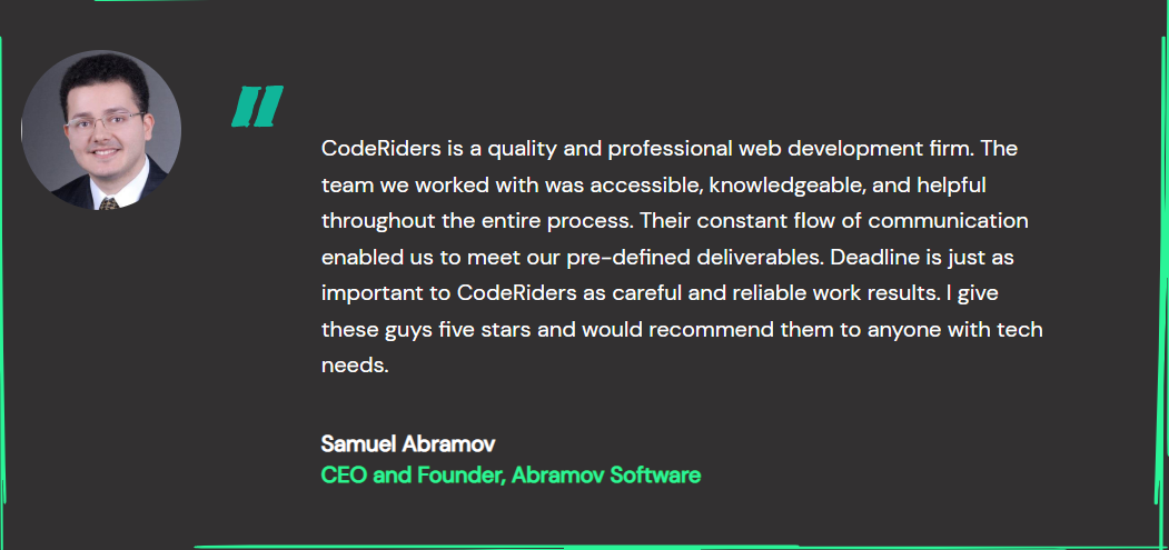 A software developer from CodeRiders worked on an existing e-commerce solution ofr Abramov software company