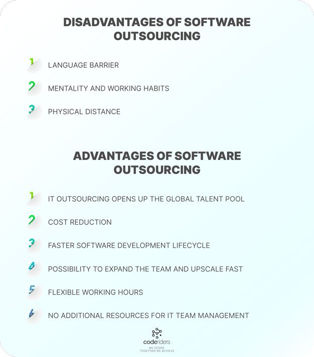Software outsourcing has its pros and cons Here are the main advantages and disadvantages of IT outsourcing